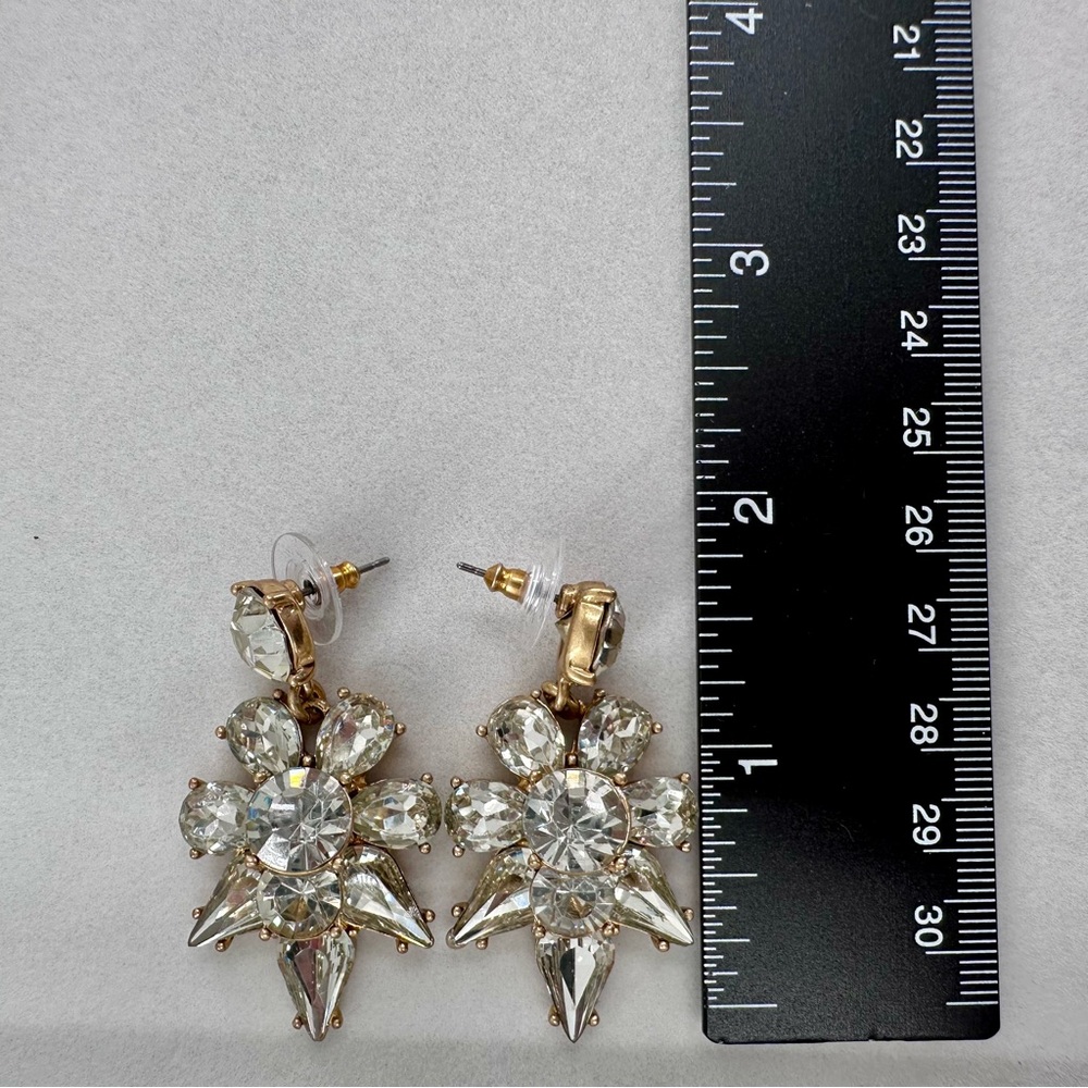 J Crew Brass Plated Clear Rhinestone Drop Earrings - Picture 5 of 6